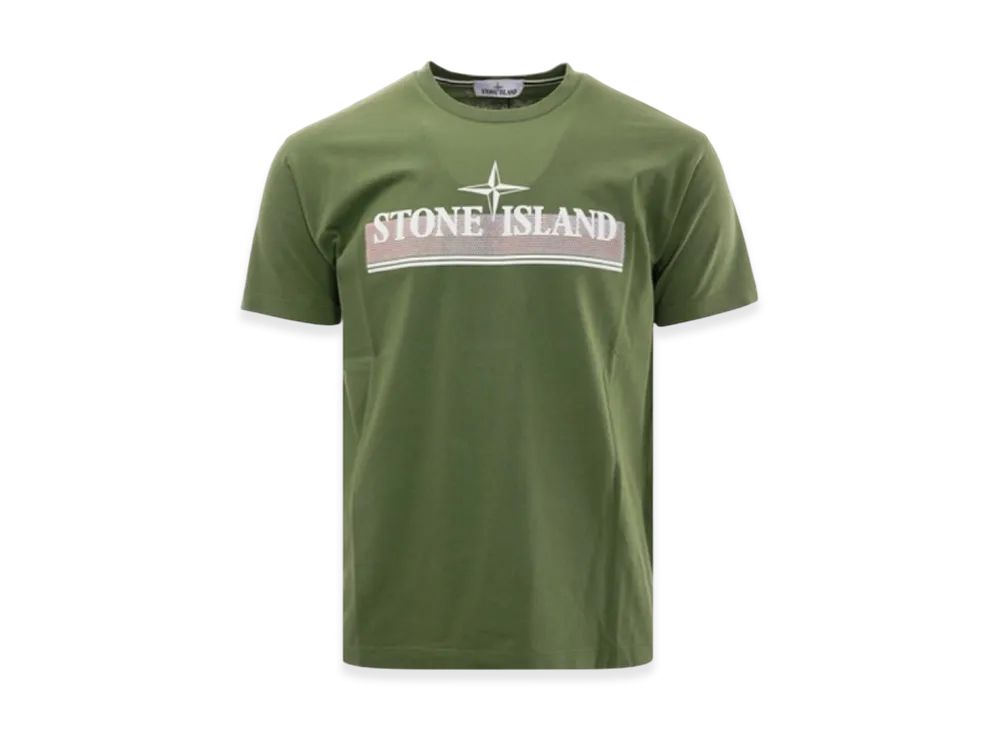 Stone Island 2NS92 30/1 Cotton Jersey Tricromia One Print Garment Dyed T-Shirt - 22SS "Olive Green"