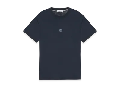Stone Island 2NS86 60/2 Cotton Jersey Garment Dyed Lettering One Print T-Shirt - 23SS "Navy Blue"