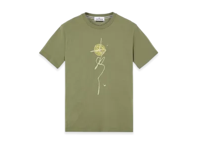 Stone Island 2NS79 30/1 Cotton Jersey Ink One Print Garment Dyed T-Shirt - 22SS "Olive Green"