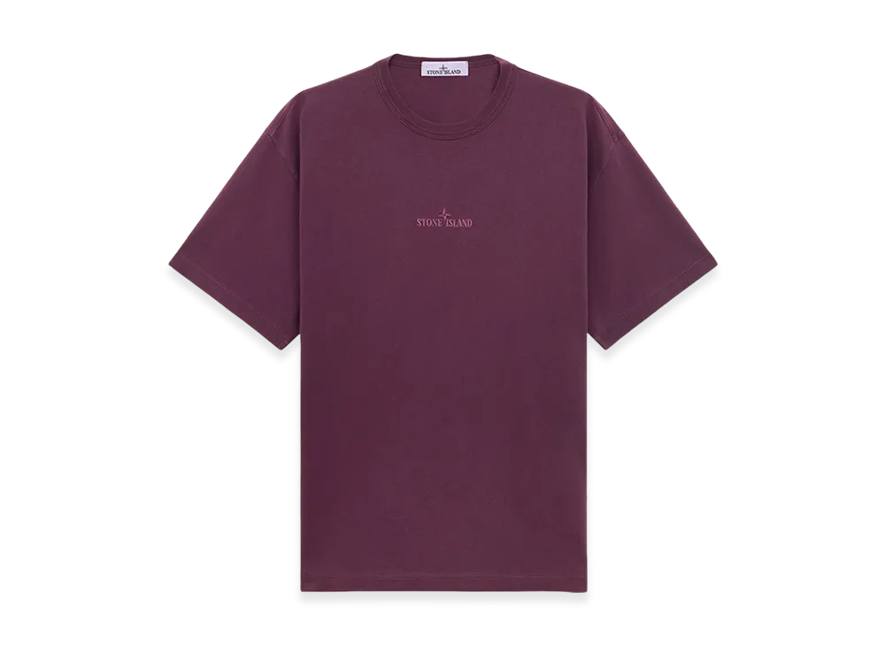 Stone Island 22258 24/1 Cotton Jersey Old Effect S/S T-Shirt with Embroidery - 24FW "Burgundy"