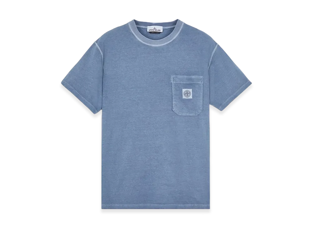 Stone Island 21957 Fissato Treatment Short Sleeve Organic Cotton T-Shirt - 24SS "Avio Blue"
