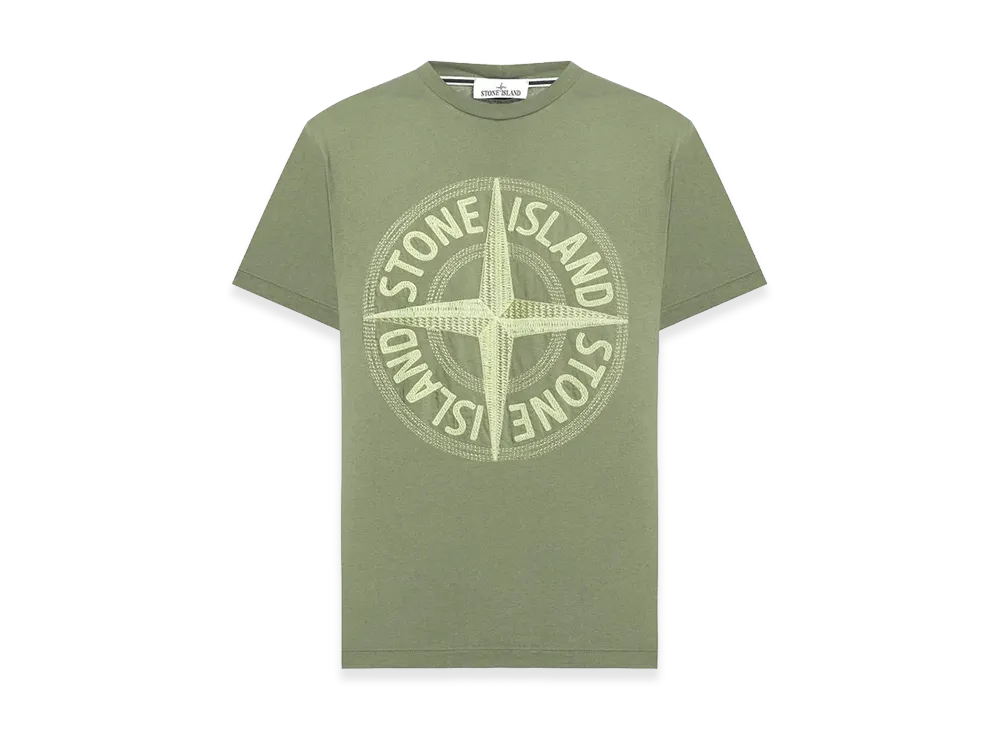 Stone Island 21580 Stitches Three Embroidery Short Sleeve T-Shirt - 23SS "Sage Green"