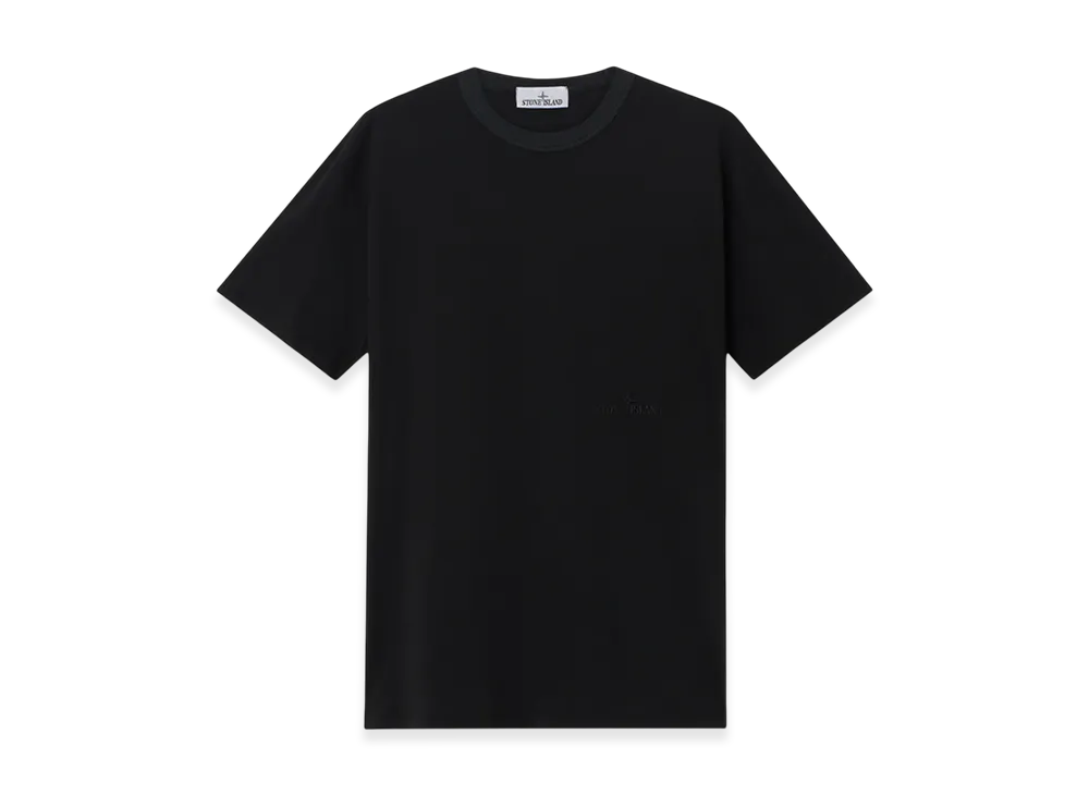 Stone Island 2100038 Textured Mercerized Cotton Jersey Short-Sleeve T-Shirt with Logo Embroidery - 25SS "Black"