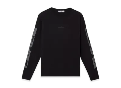 Stone Island 2100005 Organic Cotton Jersey Slim-Fit Long-Sleeve T-Shirt with Print - 25SS "Black"