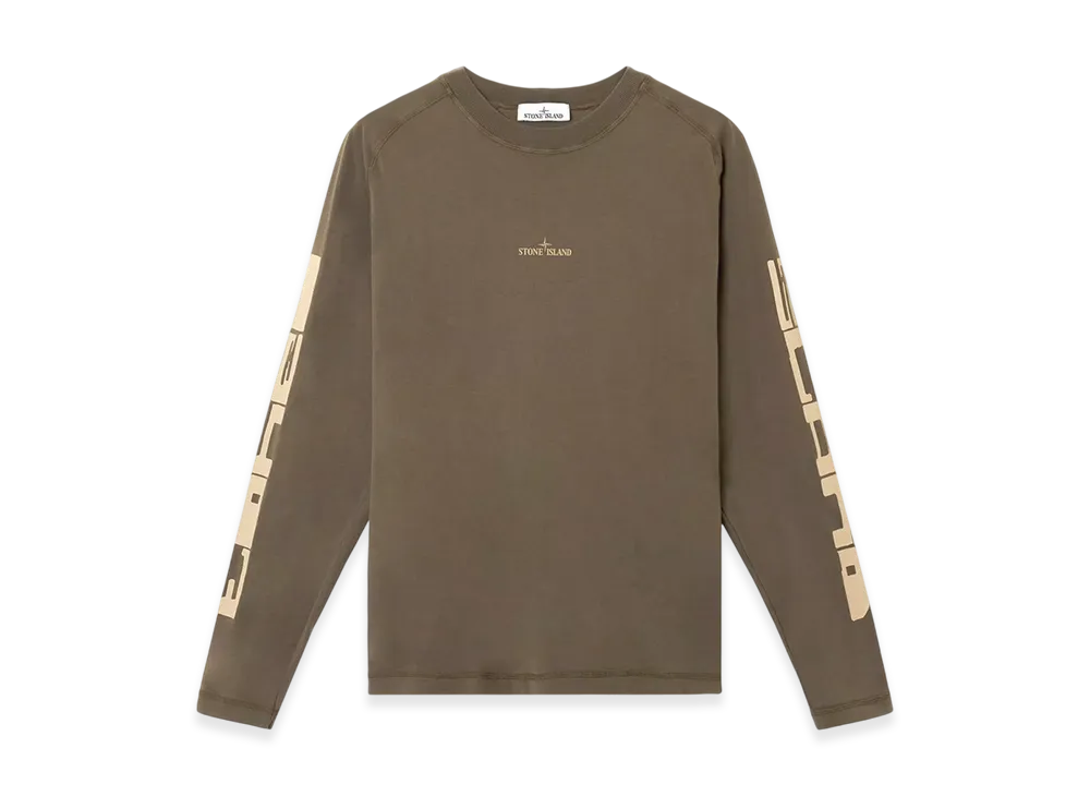 Stone Island 2100005 Organic Cotton Jersey Slim-Fit Long-Sleeve T-Shirt with Print - 25SS "Military Green"