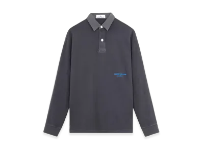 Stone Island 209X4 Marina 24/2 Cotton Jersey Old Effect Oversized Fit Long Sleeve Polo Shirt - 24FW "Ink Blue"