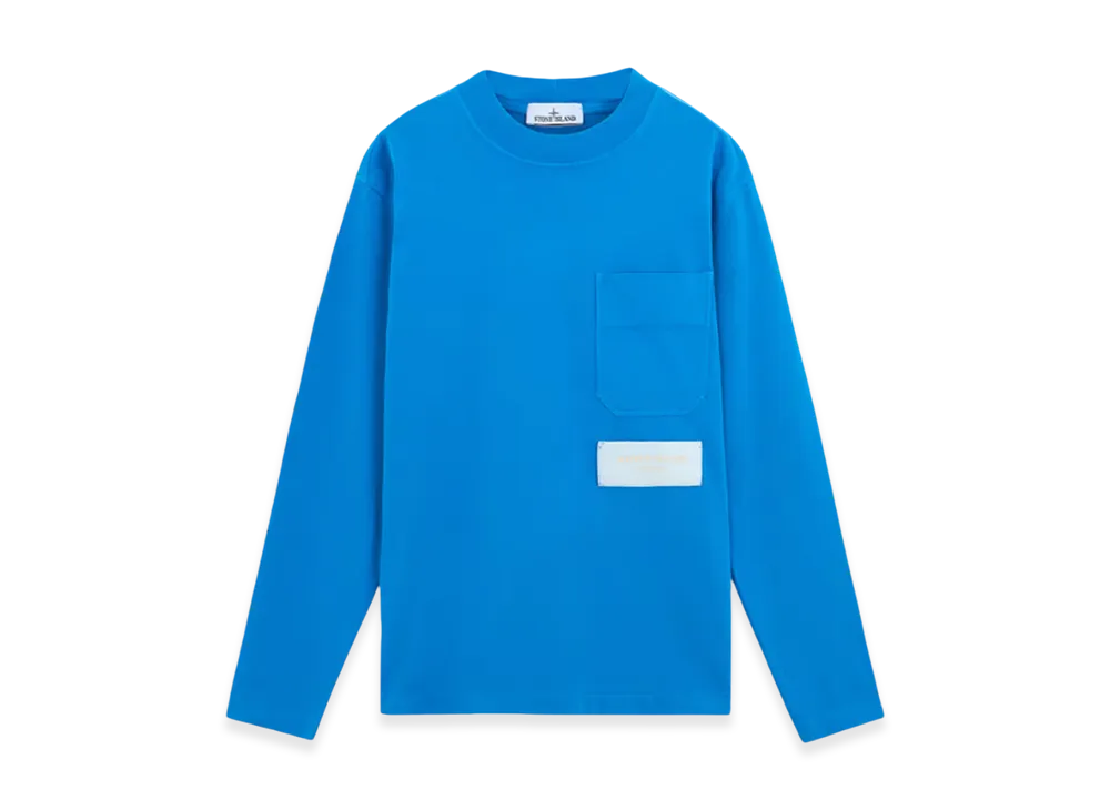 Stone Island 208X4 Marina 24/2 Cotton Jersey Old Effect Oversized Fit Long Sleeve T-Shirt - 24FW "Bright Blue"