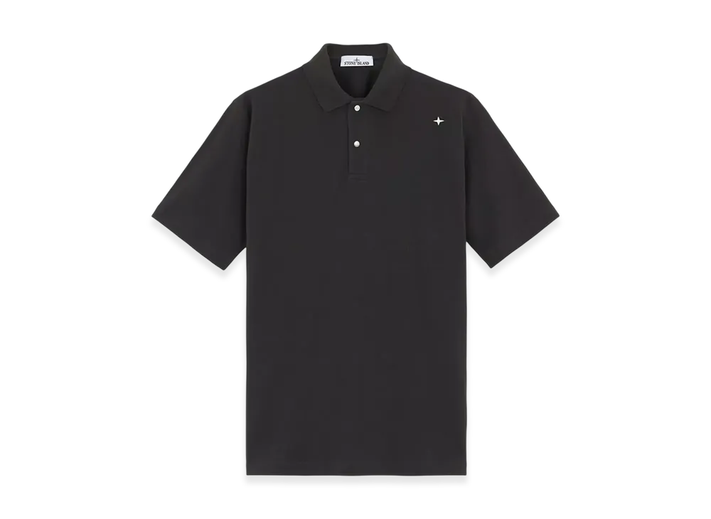 Stone Island 203G4 50/2 Organic Cotton Pique Stone Island Stellina Short-Sleeve Polo Shirt with Snaps - 24FW "Lead Grey"