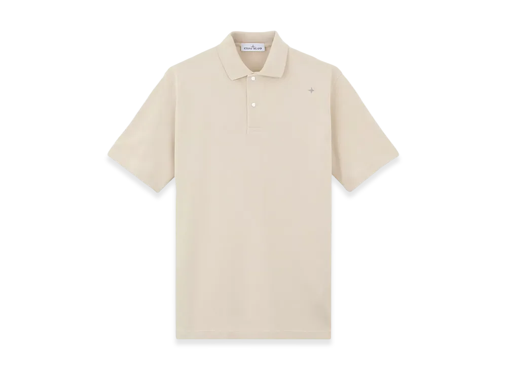 Stone Island 203G4 50/2 Organic Cotton Pique Stone Island Stellina Short-Sleeve Polo Shirt with Snaps - 24FW "Sand"