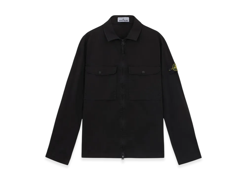 Stone Island 12808 Organic Stretch Cotton Satin Overshirt - 24FW "Black"