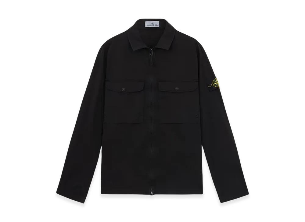 Stone Island 12808 Organic Stretch Cotton Satin Overshirt - 24FW "Navy Blue"