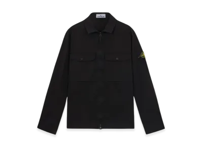 Stone Island 12808 Organic Stretch Cotton Satin Overshirt - 24FW "Navy Blue"