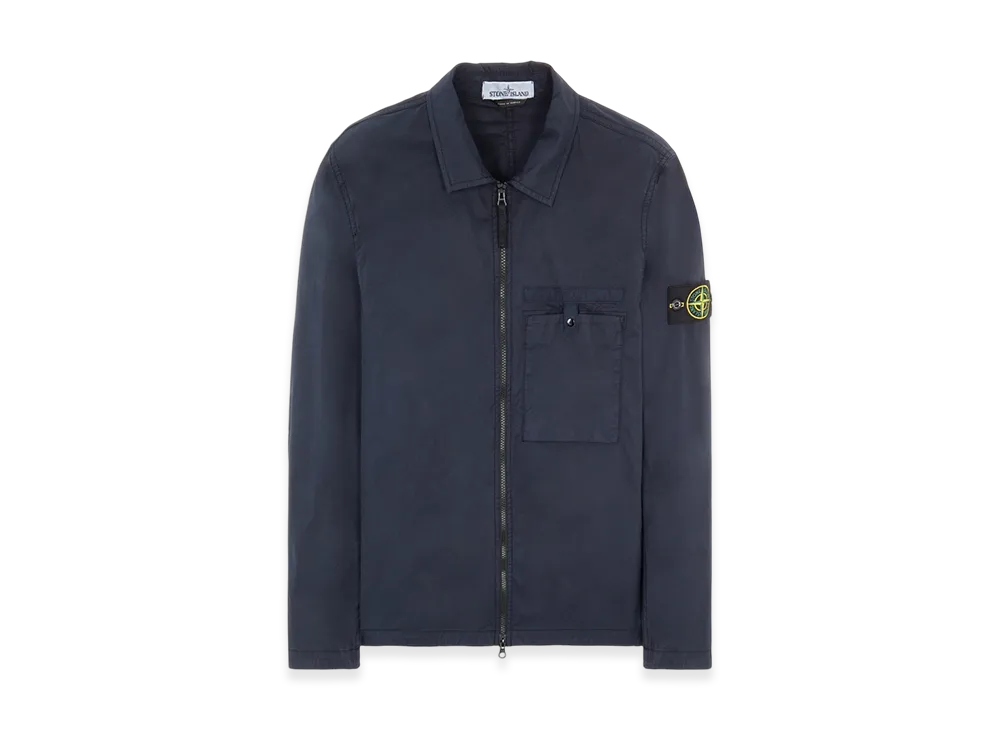 Stone Island 12619 Supima Cotton Twill Stretch-TC Garment Dyed Overshirt - 22SS "Navy Blue"