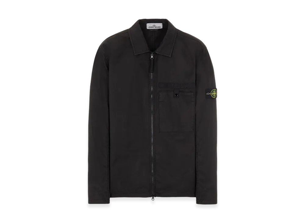 Stone Island 12619 Supima Cotton Twill Stretch-TC Garment Dyed Overshirt - 22SS "Black"