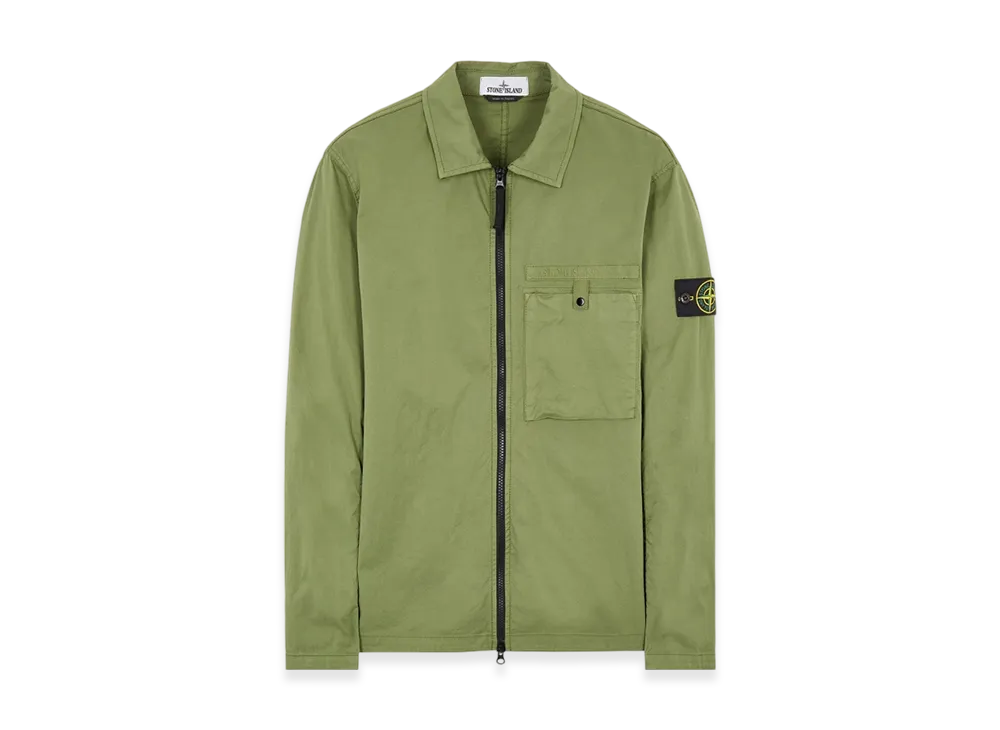 Stone Island 12619 Supima Cotton Twill Stretch-TC Garment Dyed Overshirt - 22SS "Olive Green"