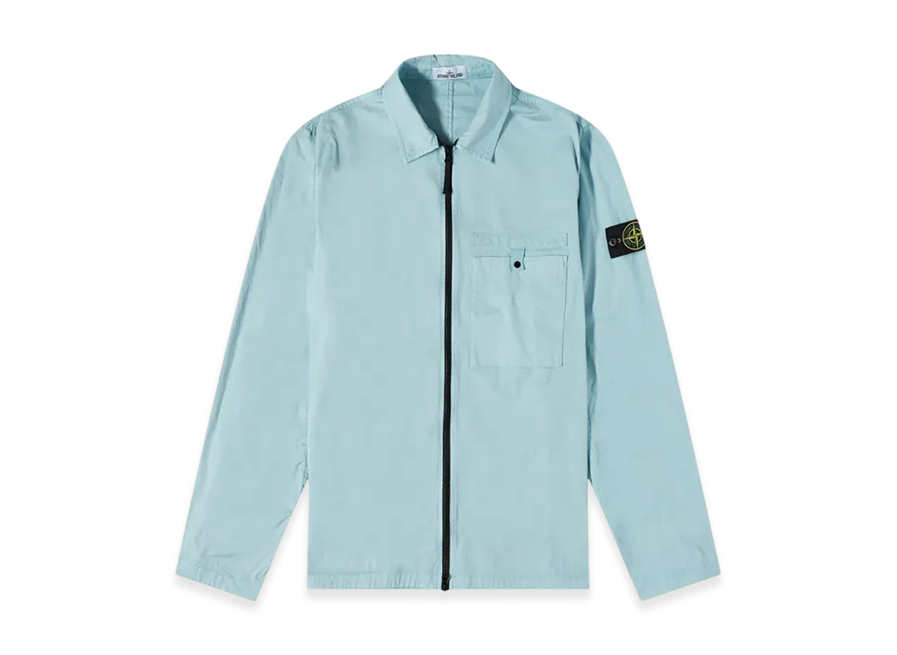 Stone Island 12619 Supima Cotton Twill Stretch-TC Garment Dyed Overshirt - 22SS "Aqua"