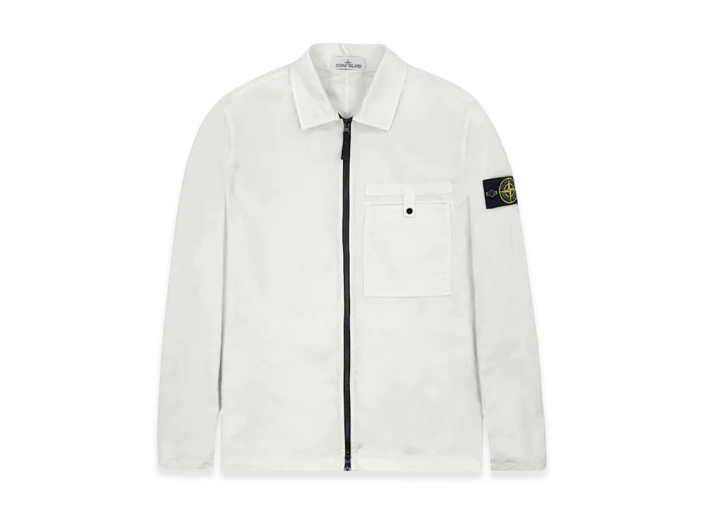 Stone Island 12619 Supima Cotton Twill Stretch-TC Garment Dyed Overshirt - 22SS "Ice"