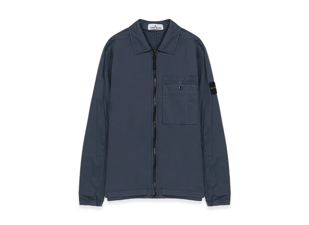 Stone Island 12619 Supima Cotton Twill Stretch-TC Garment Dyed Overshirt- 22SS "Avio Blue"