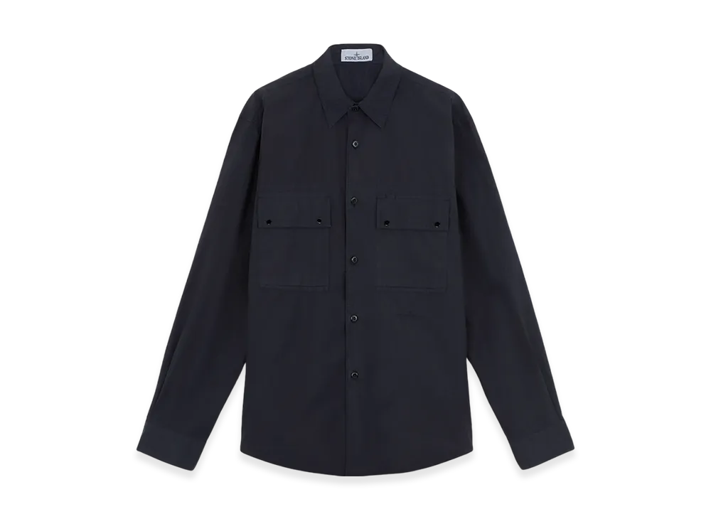 Stone Island 12505 Light Cotton Tela Paracadute Relaxed Fit L/S Shirt - 24FW "Navy Blue"