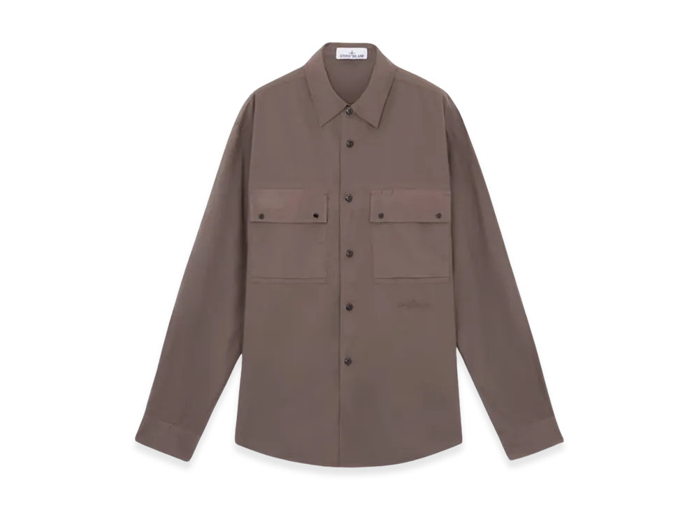 Stone Island 12505 Light Cotton Tela Paracadute Relaxed Fit Long Sleeve Shirt - 24FW "Walnut Brown"
