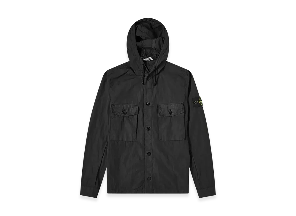 Stone Island 12408 Garment Dyed Hooded Button Overshirt - 20SS "Black"
