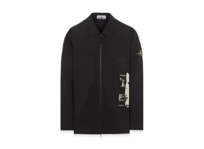 Stone Island 12196 Poster Four Print Supima Cotton Twill Stretch-TC Overshirt - 24SS "Black"
