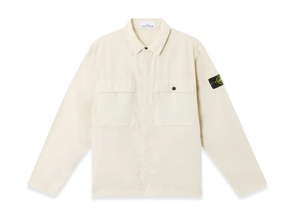 Stone Island 1200015 Stretch Cotton Tela Paracadute Comfort Fit Overshirt with Chest Pockets and Snap Fastening - 25SS "Sand"