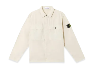 Stone Island 1200015 Stretch Cotton Tela Paracadute Comfort Fit Overshirt with Chest Pockets and Snap Fastening - 25SS "Sand"