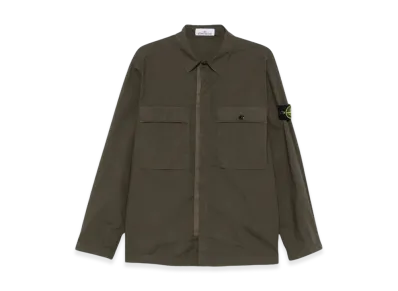 Stone Island 1200015 Stretch Cotton Tela Paracadute Comfort Fit Overshirt with Chest Pocket and Snap Fastening - 25SS "Military Green"