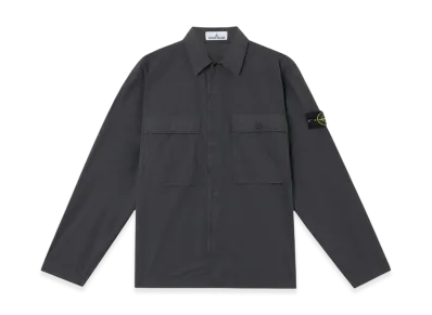 Stone Island 1200015 Stretch Cotton Tela Paracadute Comfort-Fit Overshirt with Chest Pockets and Snap Fastening - 25SS "Charcoal Grey"