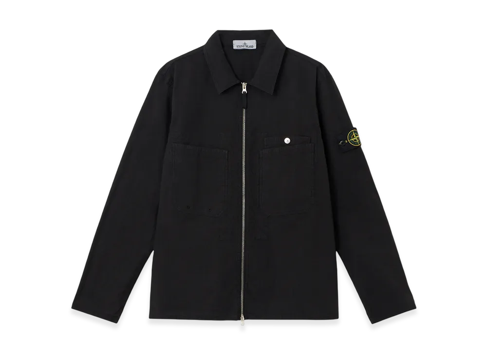 Stone Island 1200012 Mil-Spec Stretch Ripstop-TC Overshirt with Chest Pockets and Two-Way Zip - 25SS "Black"