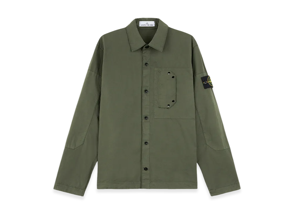 Stone Island 11910 Supima Cotton Twill Stretch TC Overshirt with Snap Fastening - 24FW "Musk Green"