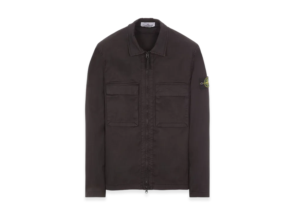 Stone Island 11710 Garment Dyed Stretch Cotton Gabardine Overshirt - 22FW "Black"