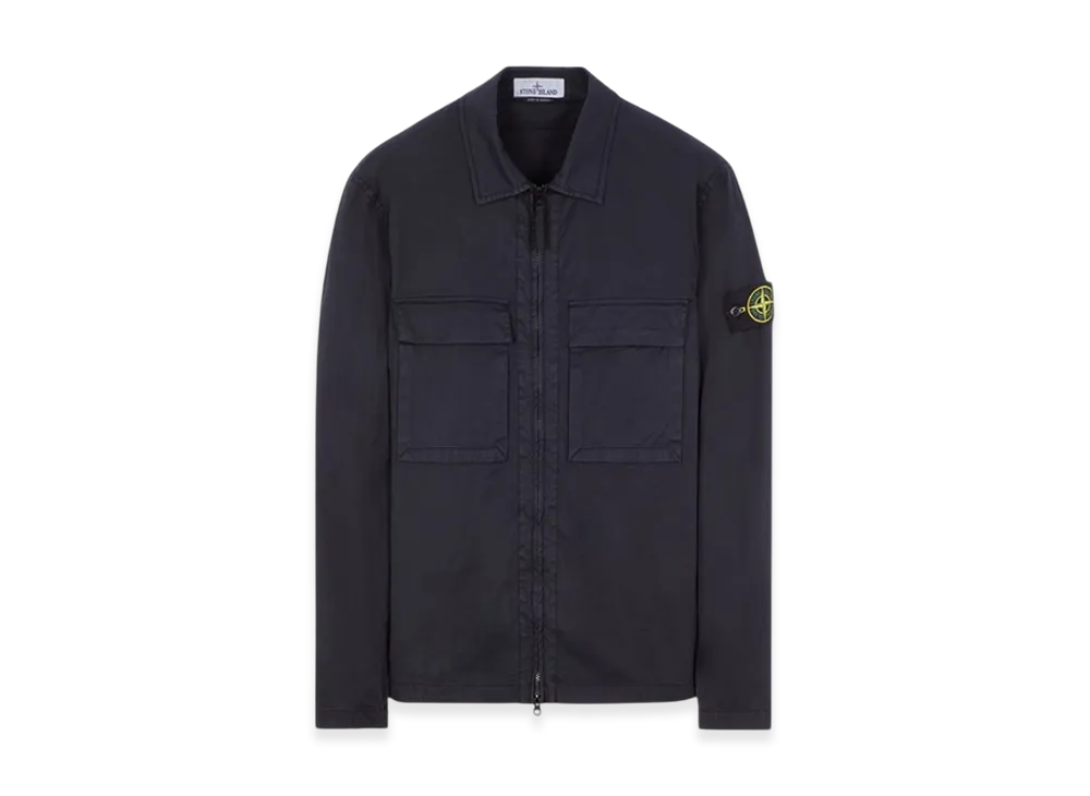Stone Island 11710 Garment Dyed Stretch Cotton Gabardine Overshirt - 22FW "Navy Blue"