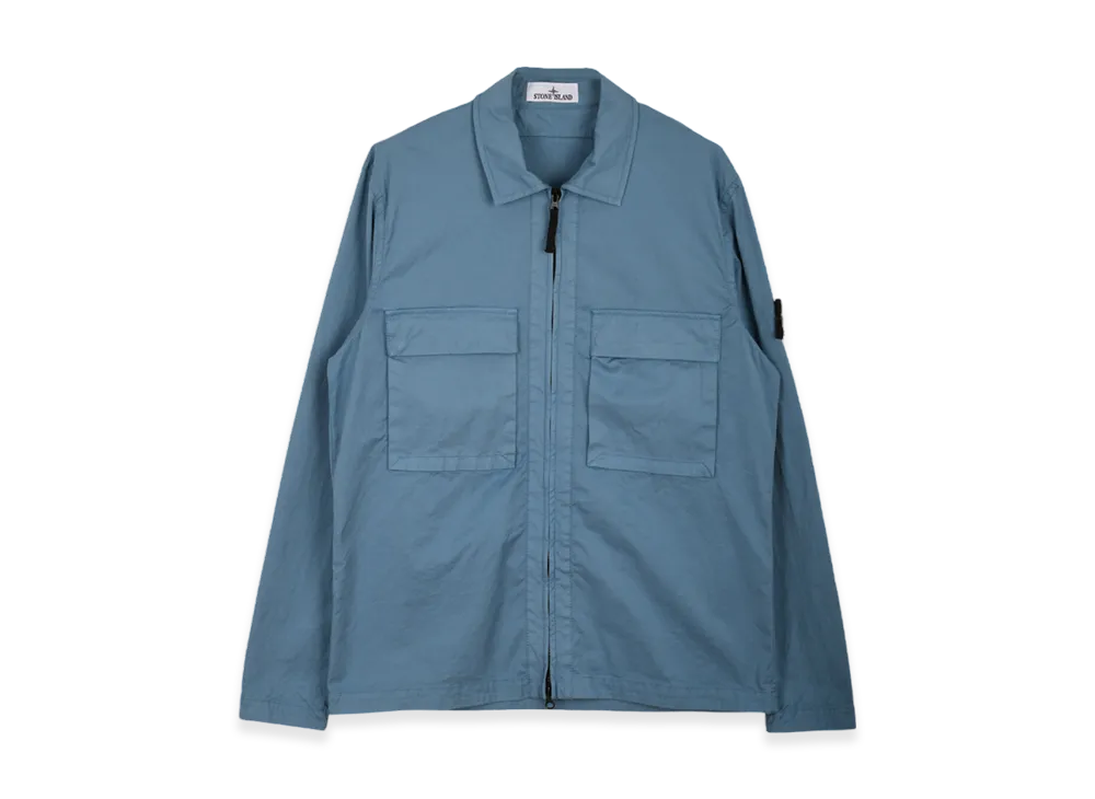 Stone Island 11710 Garment Dyed Stretch Cotton Gabardine Overshirt - 22FW "Pastel Blue"