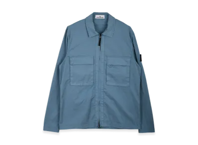 Stone Island 11710 Garment Dyed Stretch Cotton Gabardine Overshirt - 22FW "Pastel Blue"