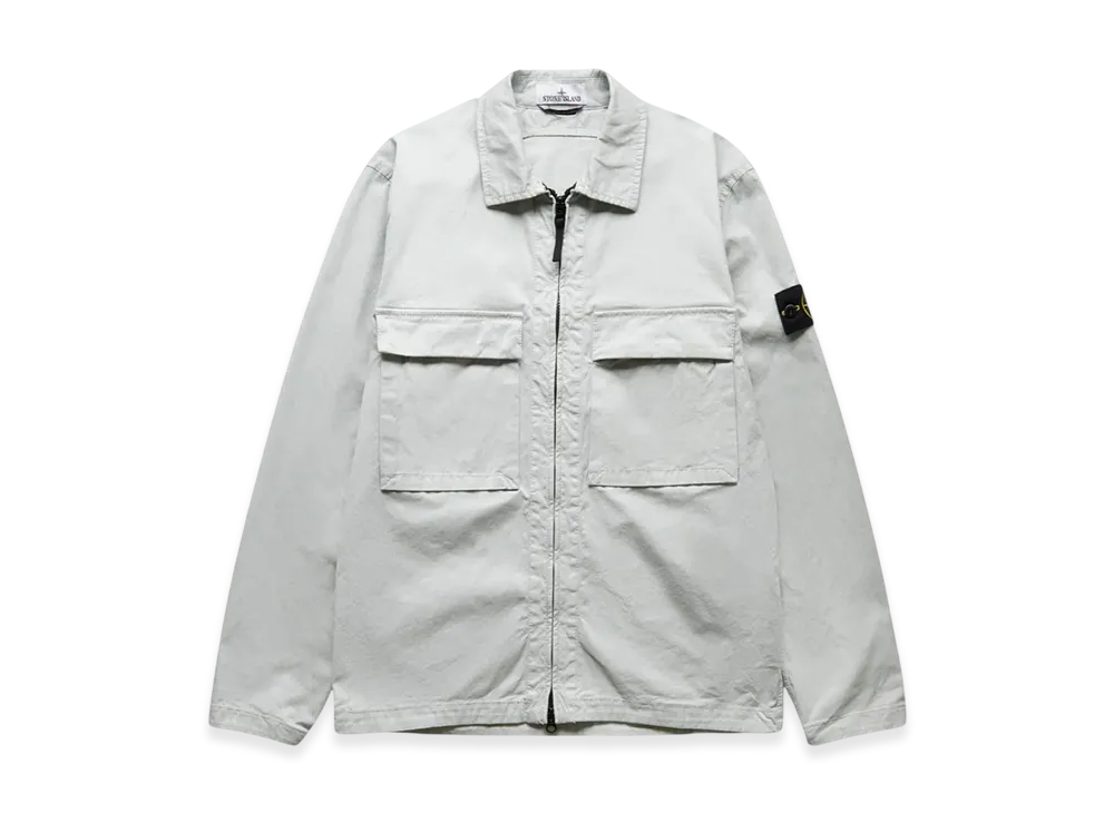 Stone Island 11710 Garment Dyed Stretch Cotton Gabardine Overshirt- 22FW "Light Grey"
