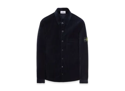 Stone Island 11709 Internal Quilted Padding Garment Dyed Plain Cotton Velvet Overshirt - 23FW "Navy Blue"
