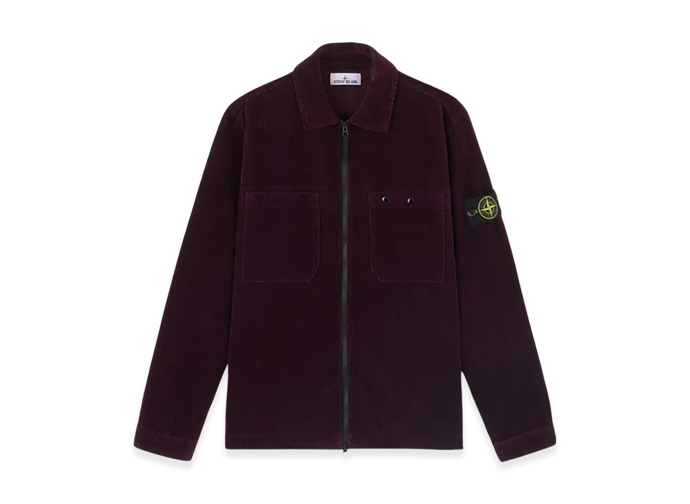 Stone Island 11604 Organic Cotton Corduroy 800 Overshirt with Zipper Fastening - 24FW "Burgundy"