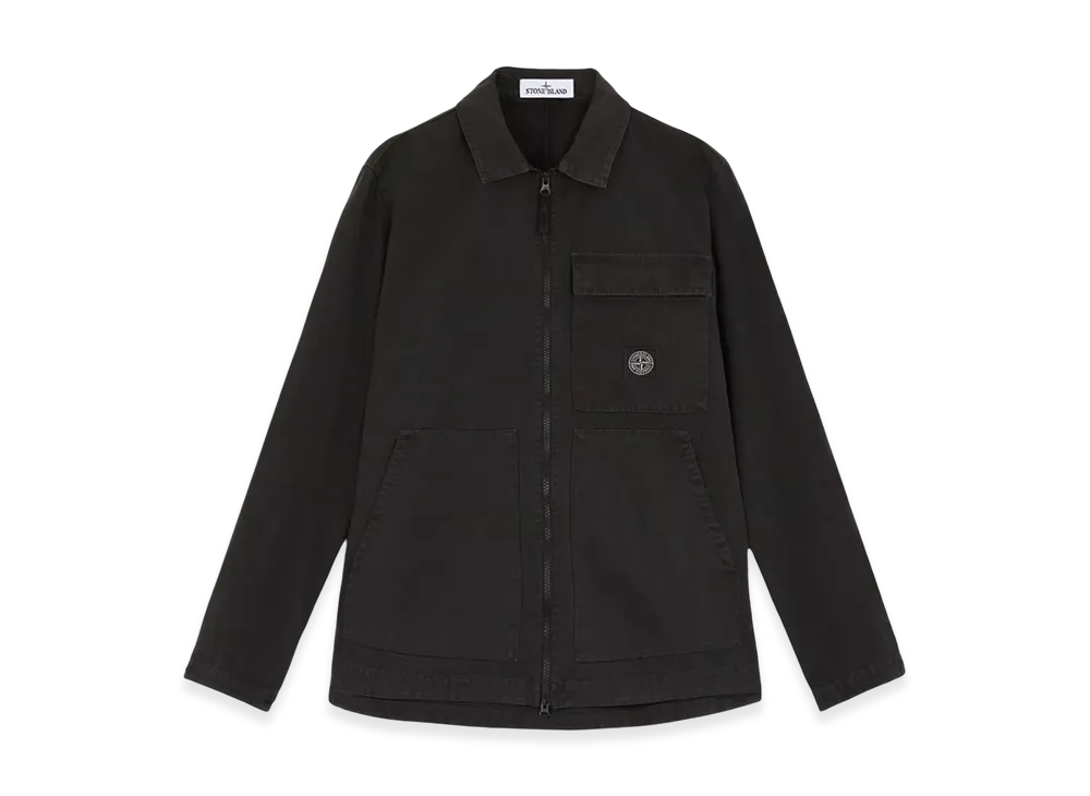 Stone Island 11501 Panama Cotton Old Effect Overshirt with Zipper Fastening - 24FW "Lead Grey"