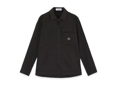Stone Island 11501 Panama Cotton Old Effect Overshirt with Zipper Fastening - 24FW "Lead Grey"