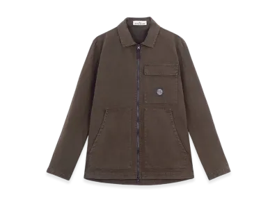Stone Island 11501 Panama Cotton Old Effect Overshirt with Zipper Fastening - 24FW "Walnut Brown"