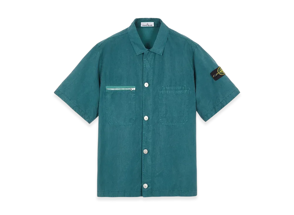Stone Island 11429 Patch Chest Pockets Short Sleeve Overshirt - 23SS "Bottle Green"