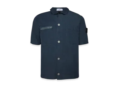 Stone Island 11429 Patch Chest Pockets Short Sleeve Overshirt - 23SS "Avio Blue"