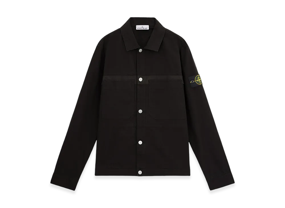 Stone Island 11412 Cotton Ripstop Overshirt with Button Fastening - 24FW "Black"