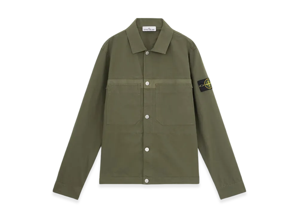 Stone Island 11412 Cotton Ripstop Overshirt with Button Fastening - 24FW "Musk Green"