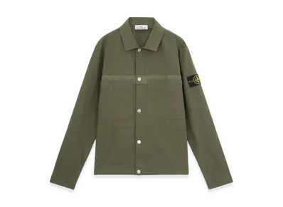 Stone Island 11412 Cotton Ripstop Overshirt with Button Fastening - 24FW "Musk Green"