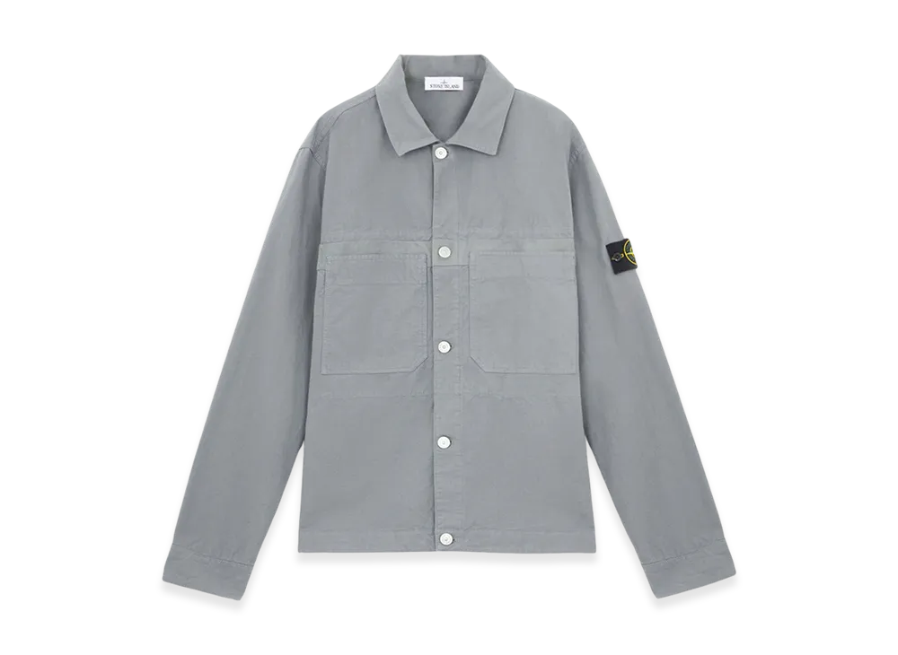 Stone Island 11412 Cotton Ripstop Overshirt with Button Fastening - 24FW "Green Grey"