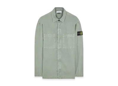 Stone Island 112Wn Brushed Cotton Canvas Garment Dyed Overshirt - 23FW "Sage Green"