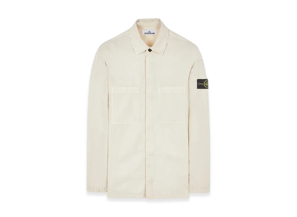 Stone Island 112Wn Brushed Cotton Canvas Garment Dyed Overshirt - 23FW "Stucco"
